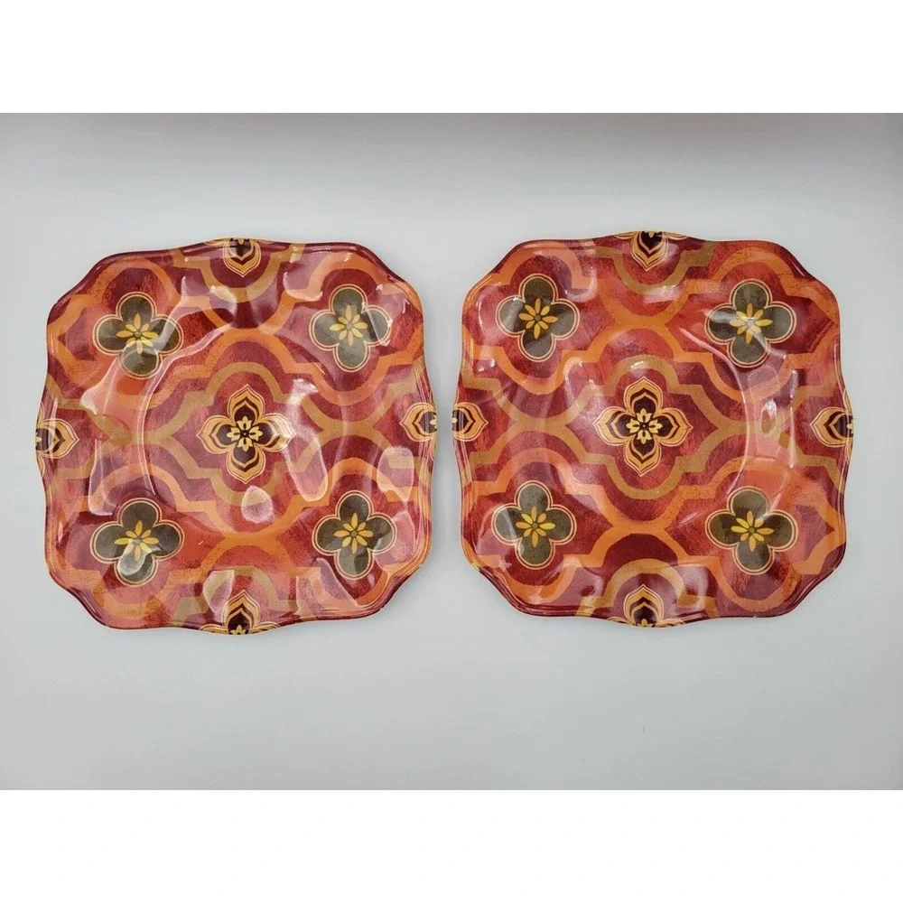 Cynthia Coulter‎ Melamine Dinnerware Set 11pc Orange Yellow Plates Bowls Outdoor